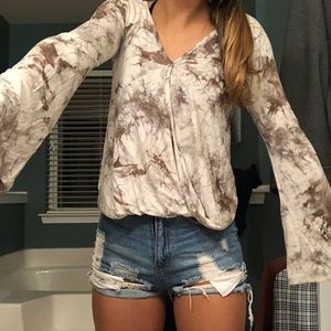 Tie dye bell sleeve shirt